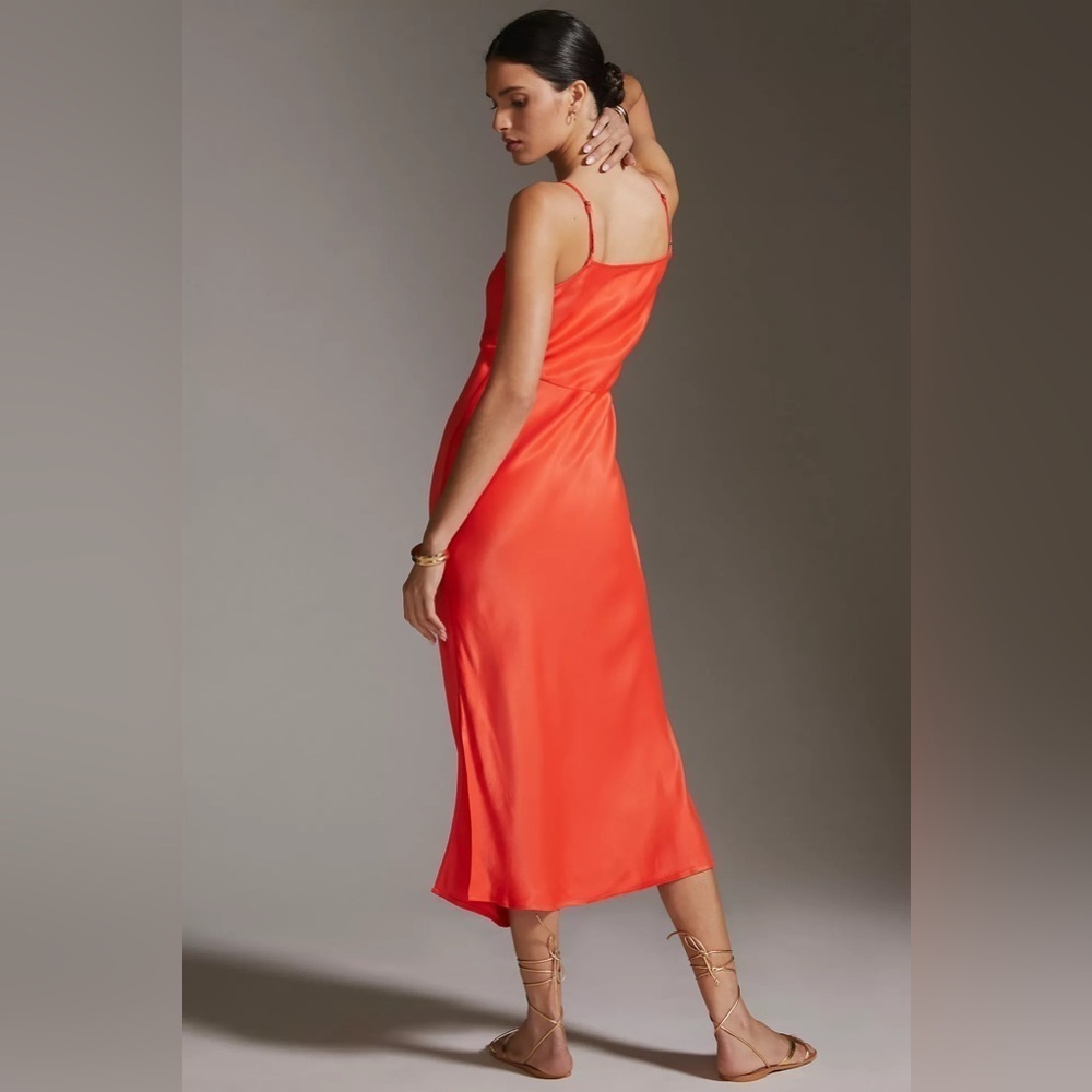 ANTHROPOLOGIE “Elyse” Slip Dress Burnt Orange Size Small - Picture 3 of 10
